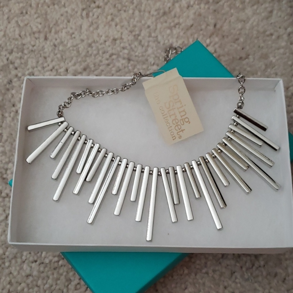 Silver spike necklace